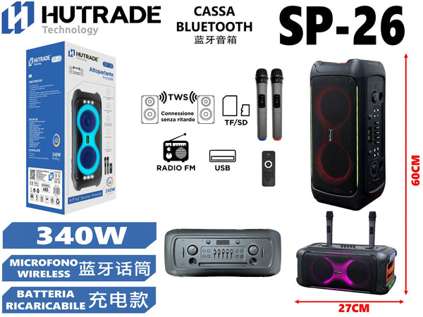 SP-26 CASSA BLUETOOTH CON MICROFONO /FM DA 340W