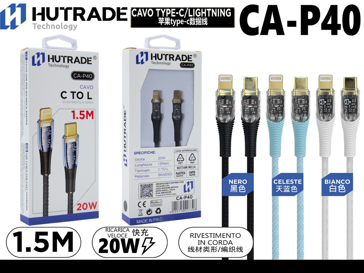 CA-P40 CAVO I TYPE-C/LIGHTNING 20W 1.5 METRO