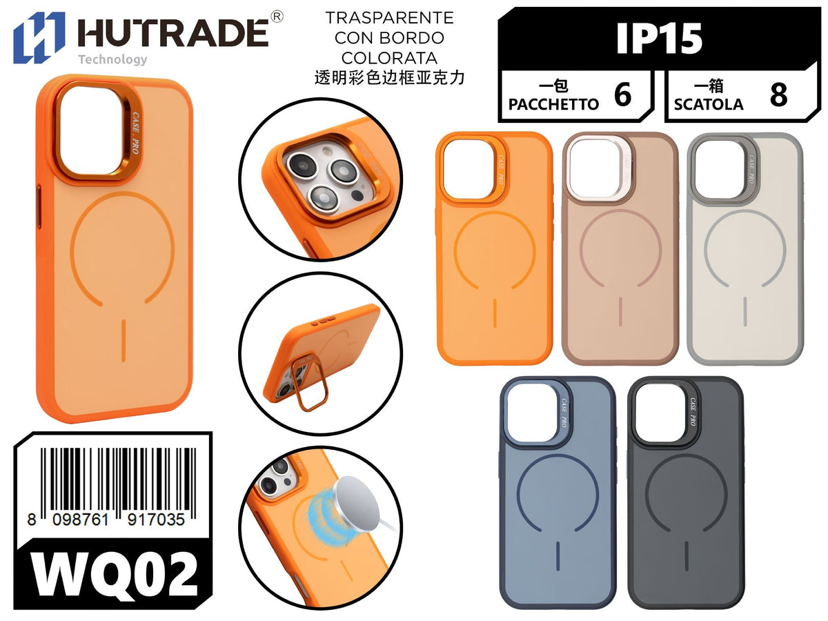 WQ-02 COVER COLORATA MAGSAFE CON SUPPORTO IP15