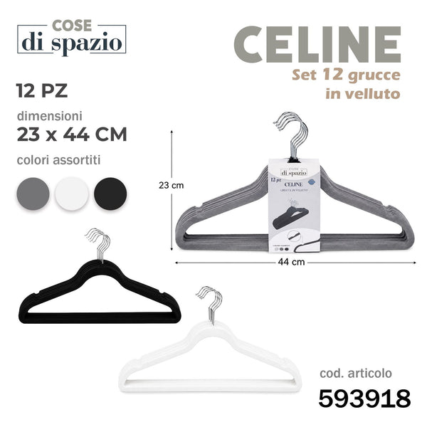 Celine set 12 grucce in velluto col. ass. 44 × 23 × 0,5 cm