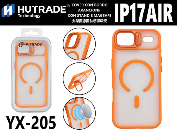 YX-205 COVER CON BORDO ARANCIONE CON STAND E MAGSAFE IP17 AIR