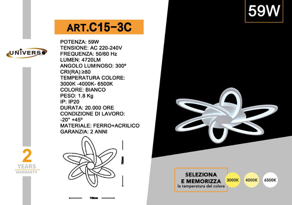 Lampada Da Soffitto Universo – C15-3C