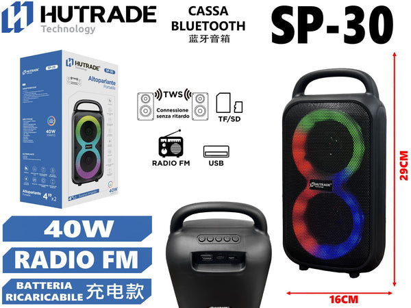 SP-30 CASSA BLUETOOTH CON MICROFONO /FM DA 40W