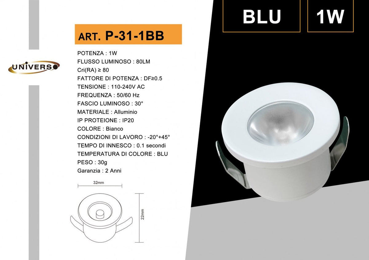 Mini Faretto Da Soffitto Universo – P-31-1BB