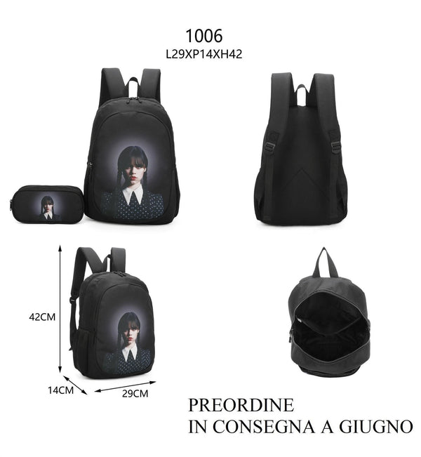 Mercoledì, set zaino e astuccio 29 × 14 × 42 cm