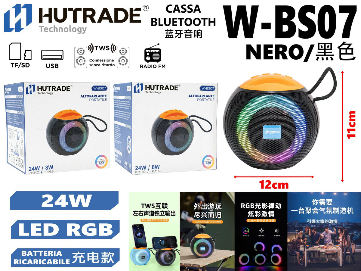 W-BS07 PICCOLA CASSA BLUETOOTH CON TELECOMANDO DA 24W