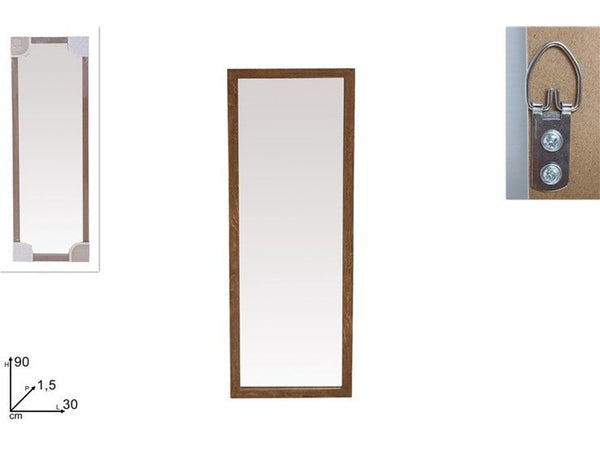 CORNICE SPECCHIO RETTANGOLARE 30 × 90 cm NOCE DUE240418MIRROR-1/BROWN
