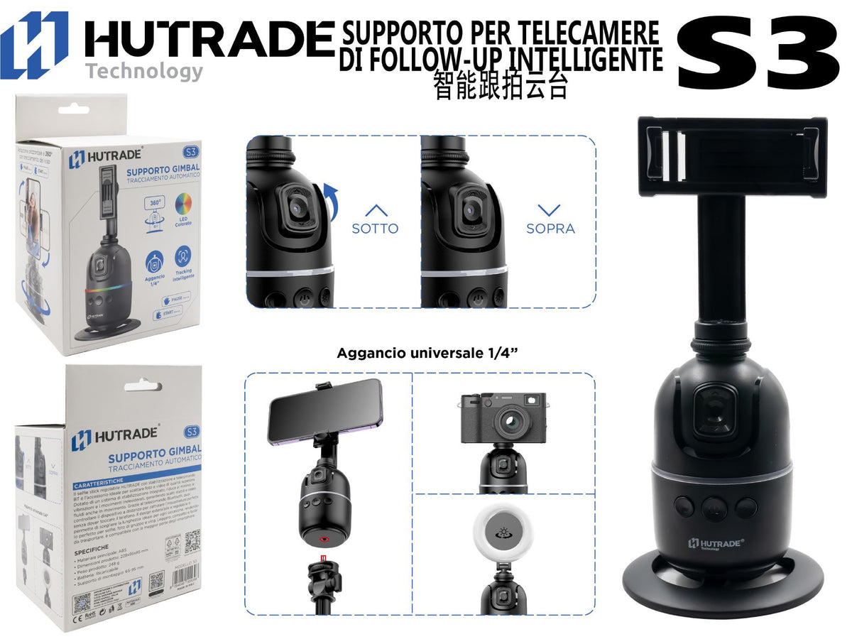 S3 SUPPORTO SELFIE CON CAMERA A ROTAZIONE 360 GRADI