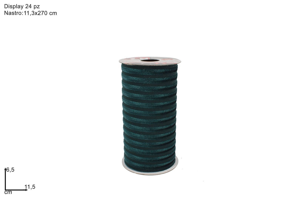 Nastro verde velluto rigato