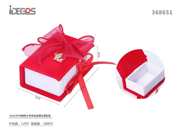 Scatolina a libro in velluto con tocco, 8 x 5 x 3 cm