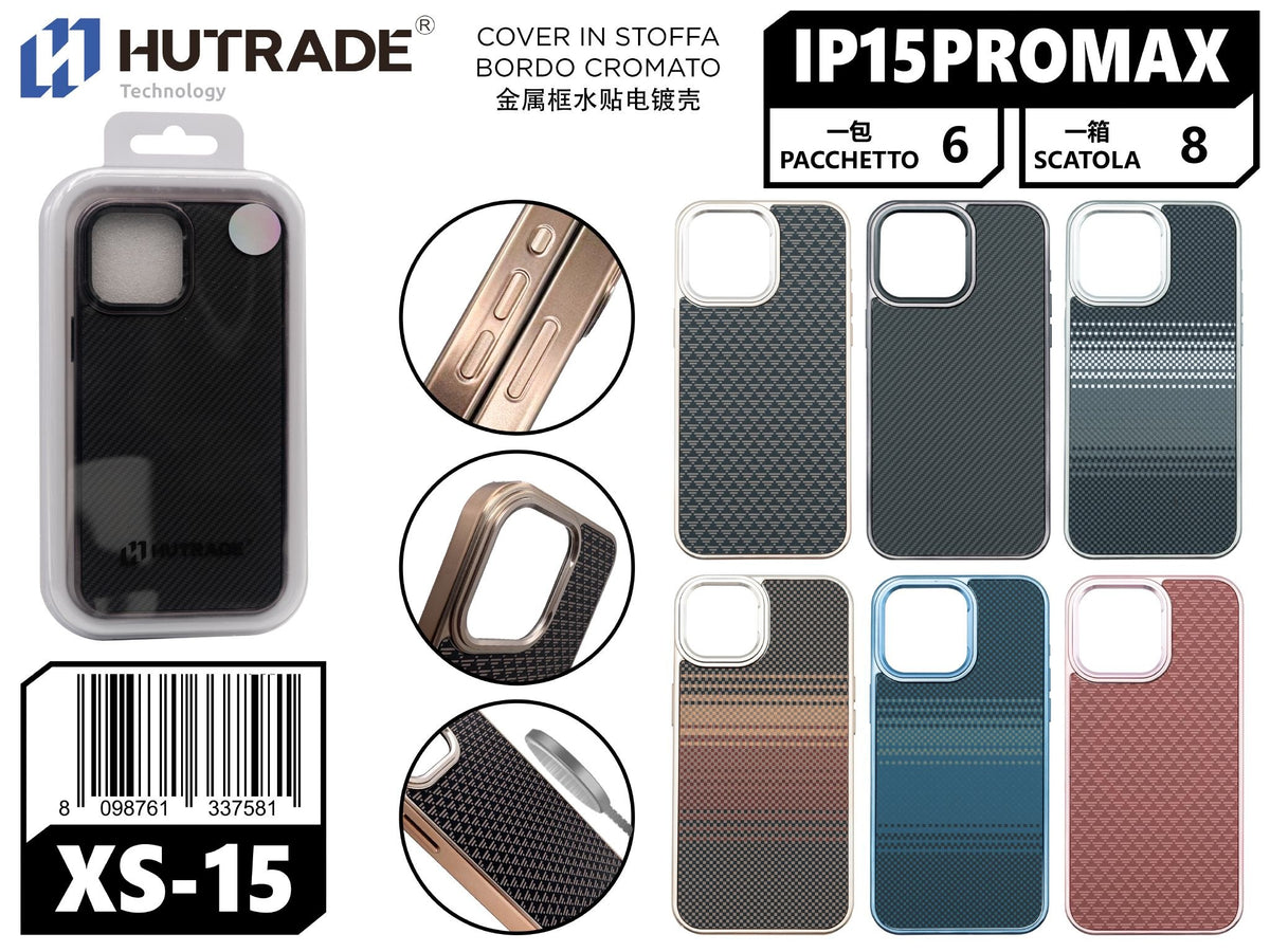 XS-15 COVER IN STOFFA BORDO CROMATA IP15 PRO MAX