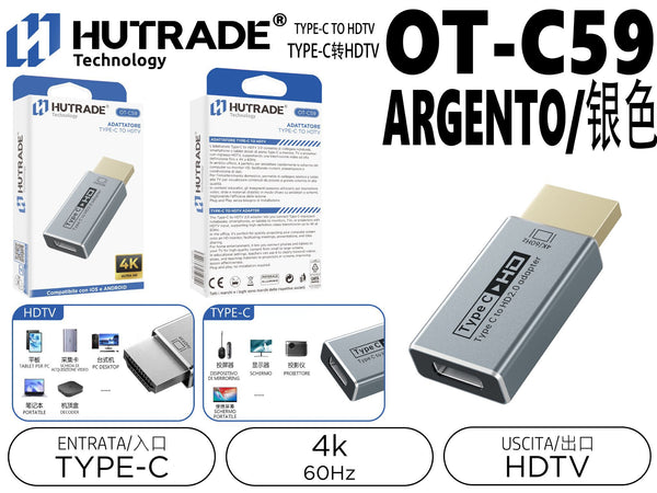 OT-C59 ADATTATORE TYPE-C TO HDMI 4K