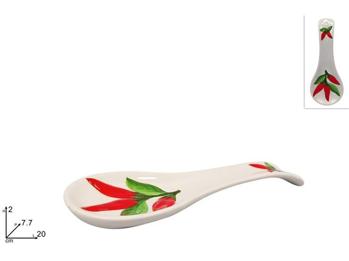 poggiamestolo 7.7 × 20 cm decoro peperoncino a rilievo in ceramica