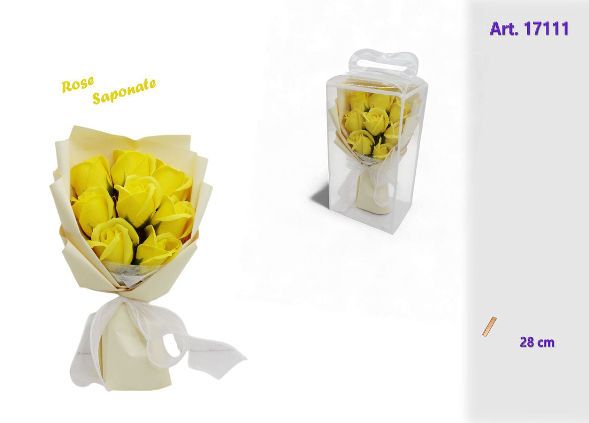 Fascio rose col giallo in pvc box