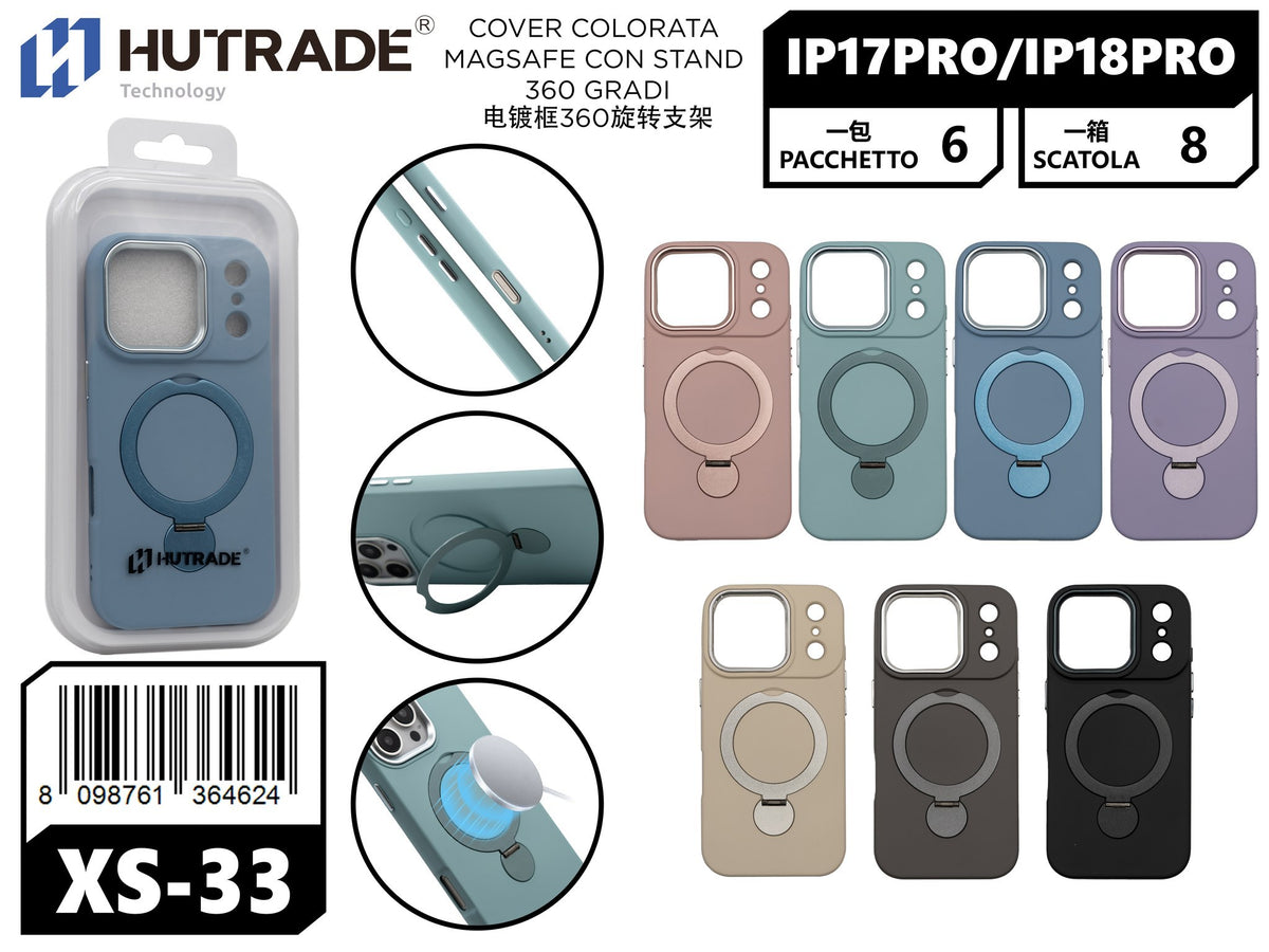XS-33 COVER COLORATA MAGSAFE CON STAND 360 GRADI IP17PRO/IP18PRO