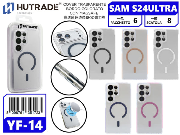 YF-14 COVER TRASPARENTE BORDO COLORATO CON MAGSAFE SAM S24 ULTRA