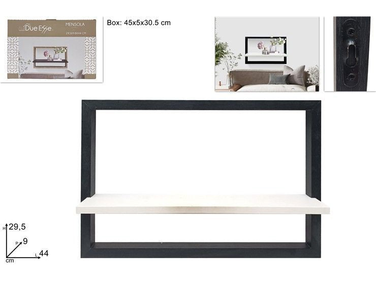 Mensola rettangolare con un ripiano nera due240418-3/black