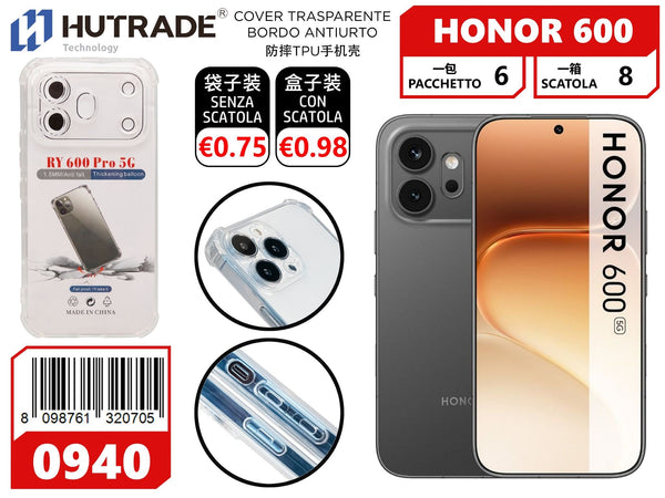 COVER TRASPARENTE BORDO ANTIURTO HONOR 600 – 0940 014418