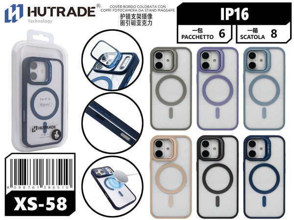 XS-58 COVER BORDO COLORATA CON COPRI FOTOCAMERA DA STAND MAGSAFE IP16