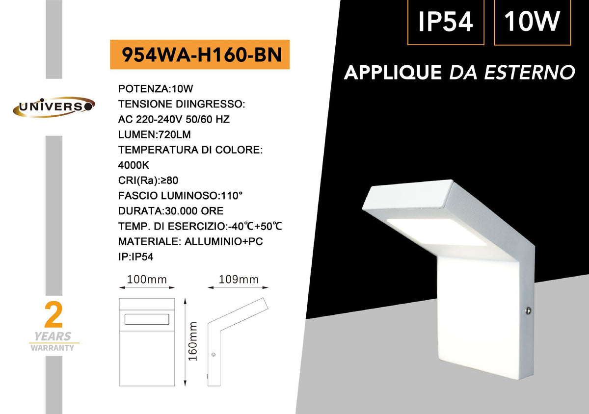 Applique da esterno – 954WA-H160-BN