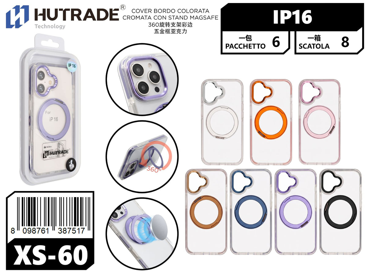 XS-60 COVER BORDO COLORATA CROMATA CON STAND MAGSAFE IP16