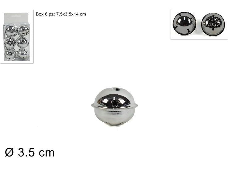 CAMPANELLINI 3.5 cm ST6 pz SILVE LUCIDIN BOX PVC 2ASS SDH21-012-013