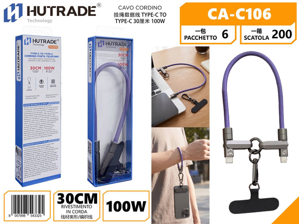 Cavo USB-C a USB-C CA-C106 con cordino