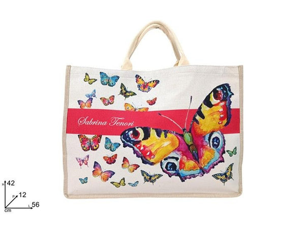 BORSA MARE 56 × 42 cm JUTA ST FANTASIA FARFALLE