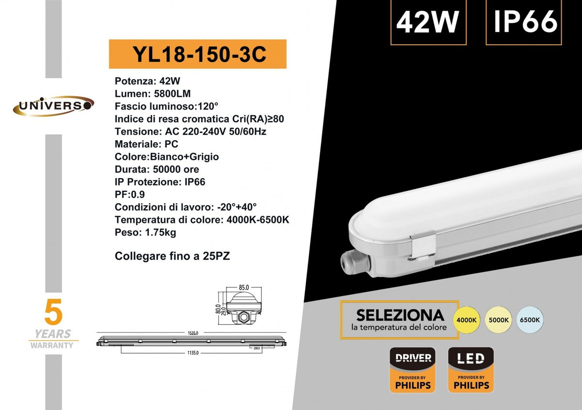 Lampada industriale e stagna – YL18-150-3C