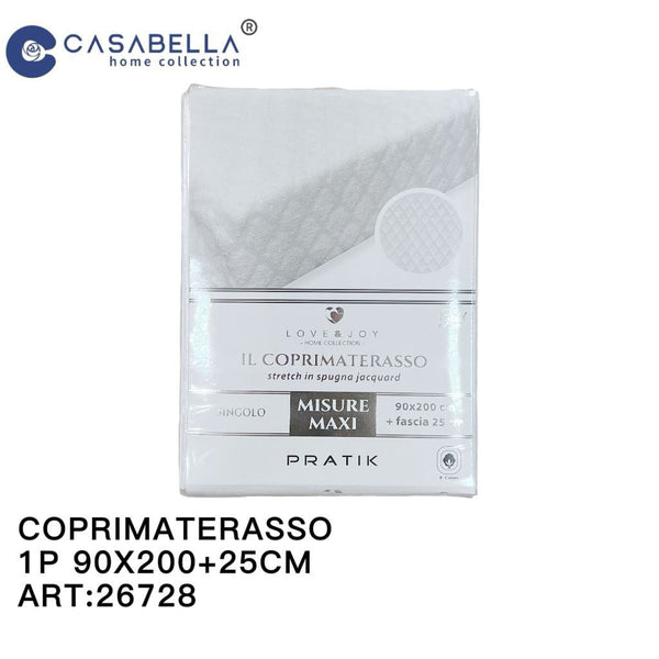 Coprimaterasso elasticizzato PRATIK in spugna jacquard