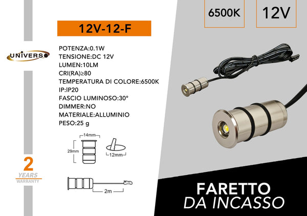 Mini Faretto LED Universo – 12V-12-F