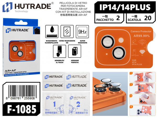 PELLICOLA DI VETRO PER FOTOCAMERA TRASPERENTE AR+AF CON KIT DI INSTALLAZIONE IP14/14PLUS