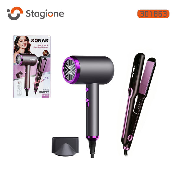 Kit con asciugacapelli e piastra SN-008