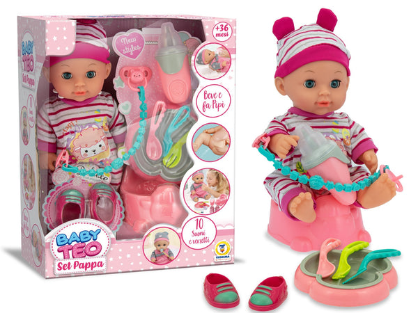 Baby Teo, bambolotto con set pappa 27 cm 66690