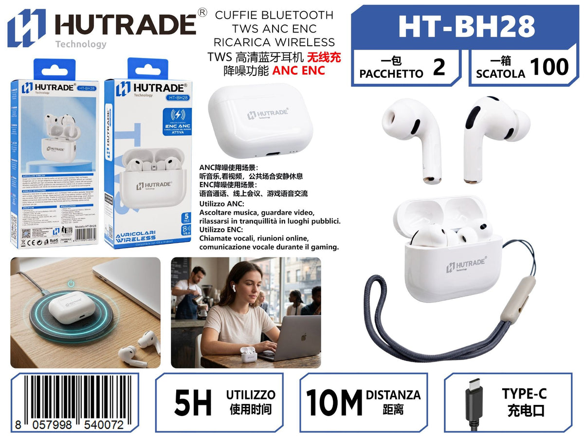 HT-BH28 AURICOLARE BLUETOOTH TWS ANC E RICARICA WIRELESS