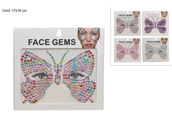Brillantini strass adesivi per il viso decoro farfalla 4ass.