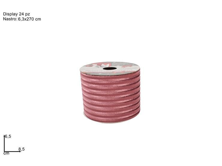 Nastro rosa velluto rigato
