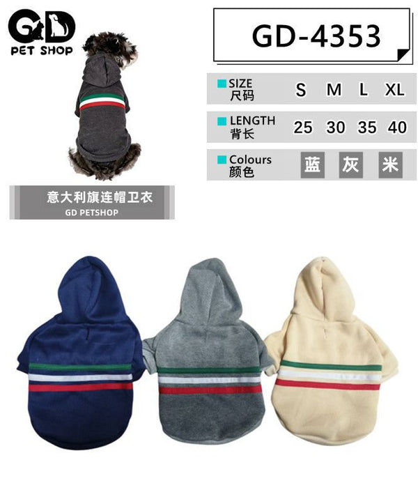 Felpa con cappuccio e motivo tricolore per cani