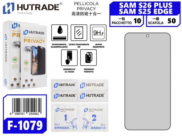 PELLICOLA DI VETRO PRIVACY 10IN1 SAM S26PLUS/S25 EDGE CON SBLOCCO IMPRONTE DIGITALE