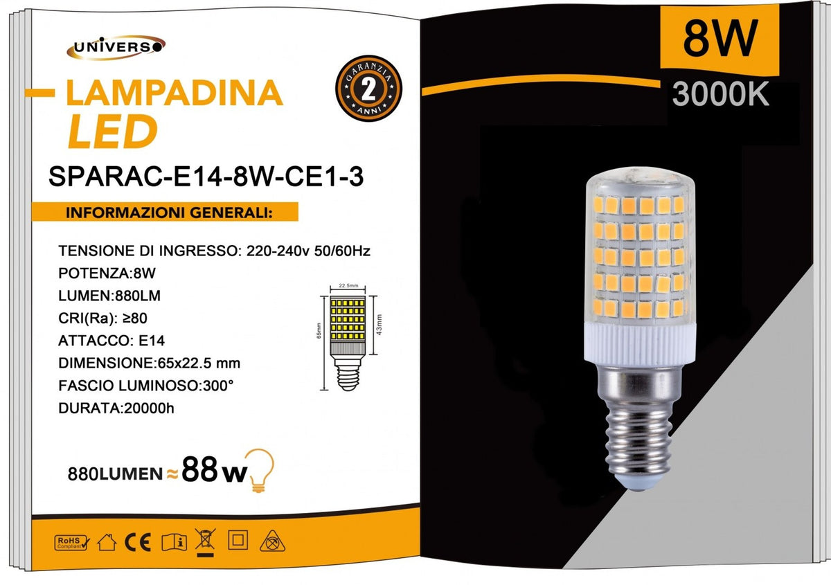 Lampadina LED Universo – SPARAC-E14-8W-CE1-3