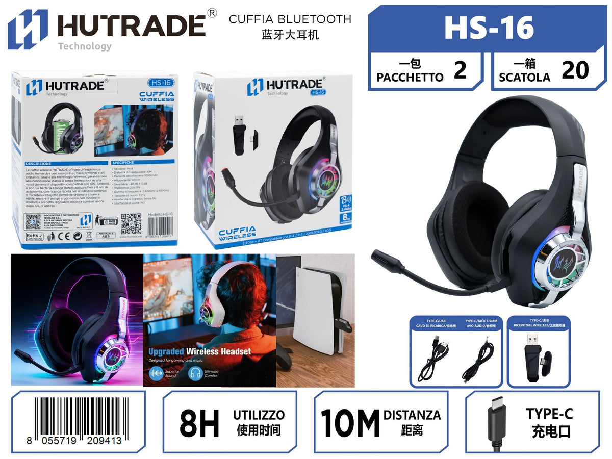 HS-16 CUFFIA BLUETOOTH GAMING MULTIFUNZIONE