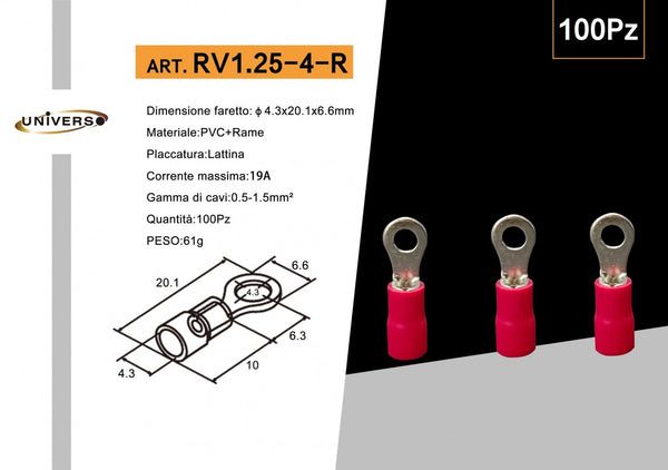 Terminali e capicorda – RV1.25-4-R