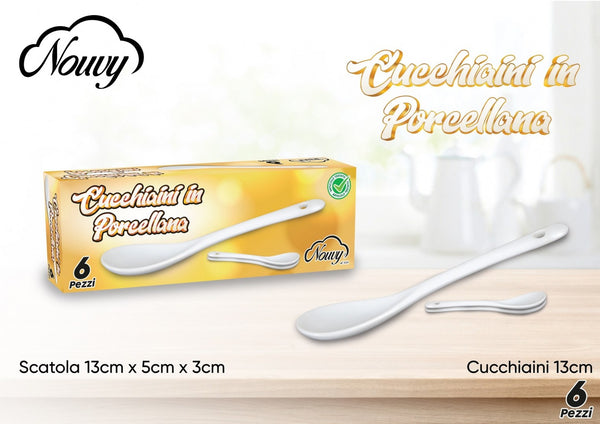 CUCCHIAINI IN PORCELLANA SET 6 pz COL BOX