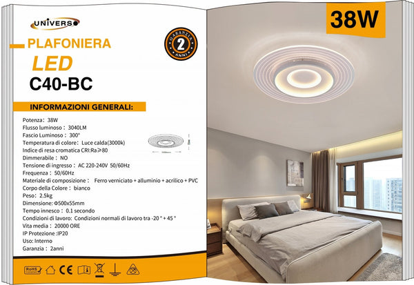 Lampada Da Soffitto Bianco Universo – C40-BC