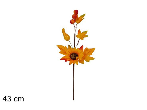 Ramo decorativo autunnale con girasole e zucca,43 cm
