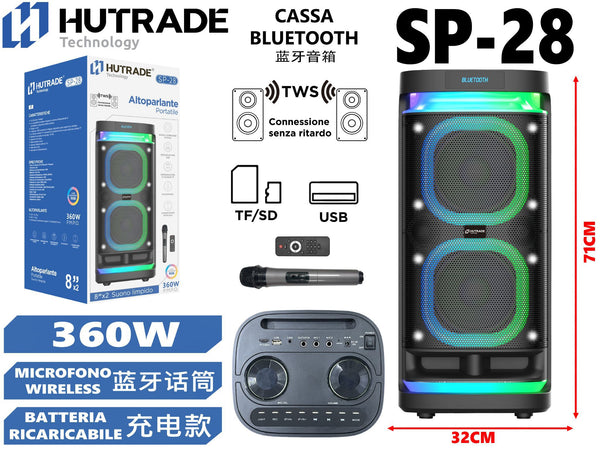 SP-28 CASSA BLUETOOTH CON MICROFONO /FM DA 360W