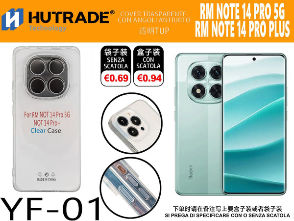 COVER TRASPARENTE REDMI NOTE 14PRO/PRO PLUS/POCO X7 5G – YF01 011934
