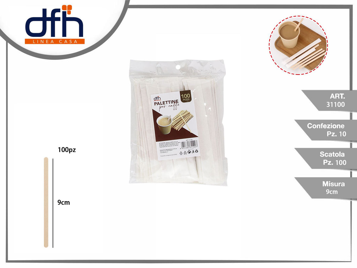 PALETTINE PER CAFFE IN LEGNO 100 pz
