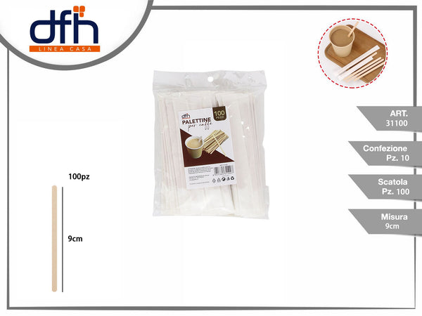 PALETTINE PER CAFFE IN LEGNO 100 pz