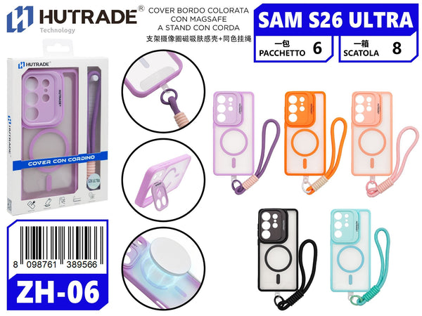 ZH-06 COVER BORDO COLORATA CON MAGSAFE A STAND CON CORDA SAM S26 ULTRA
